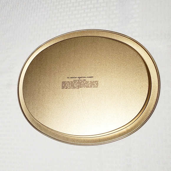 Set Of 4 Vintage Currier And Ives 1868 Oval Tin Metal Trays - Picture 8 of 14